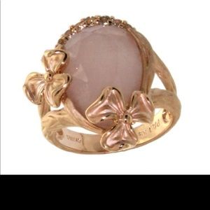 Pink Chalcedony & White Topaz Ring